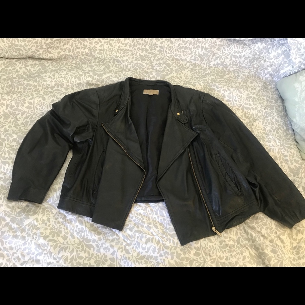 Michael Kors Plus Leather Moto Jacket
